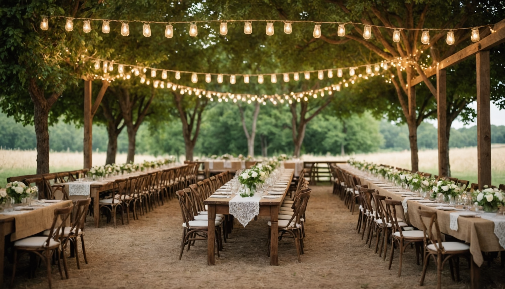 découvrez les secrets d'une décoration de mariage champêtre réussie ! plantes, fleurs sauvages, éclairage naturel et objets vintage : apprenez à créer une ambiance rustique et romantique qui émerveillera vos invités et fera de votre grand jour un moment inoubliable.